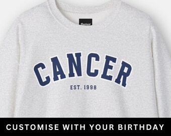 Cancer Zodiac Sign Sweatshirt - Custom Astrology Unisex Crewneck Jumper, Horoscope Apparel, Personalized Zodiac Clothing, Celestial