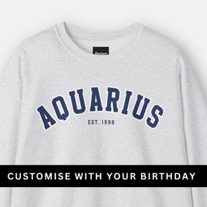 Aquarius Zodiac Sign Sweatshirt - Astrology Horoscope Jumper, Constellation Winter Pullover, Celestial Birthday Gift, Astrological Sign Long