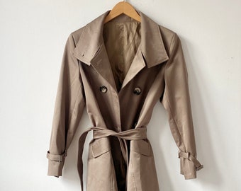 Pierre Cardin Original Vintage Trench Coat S, Beige, Elegant, Women, similar to Burberry, 90's fashion