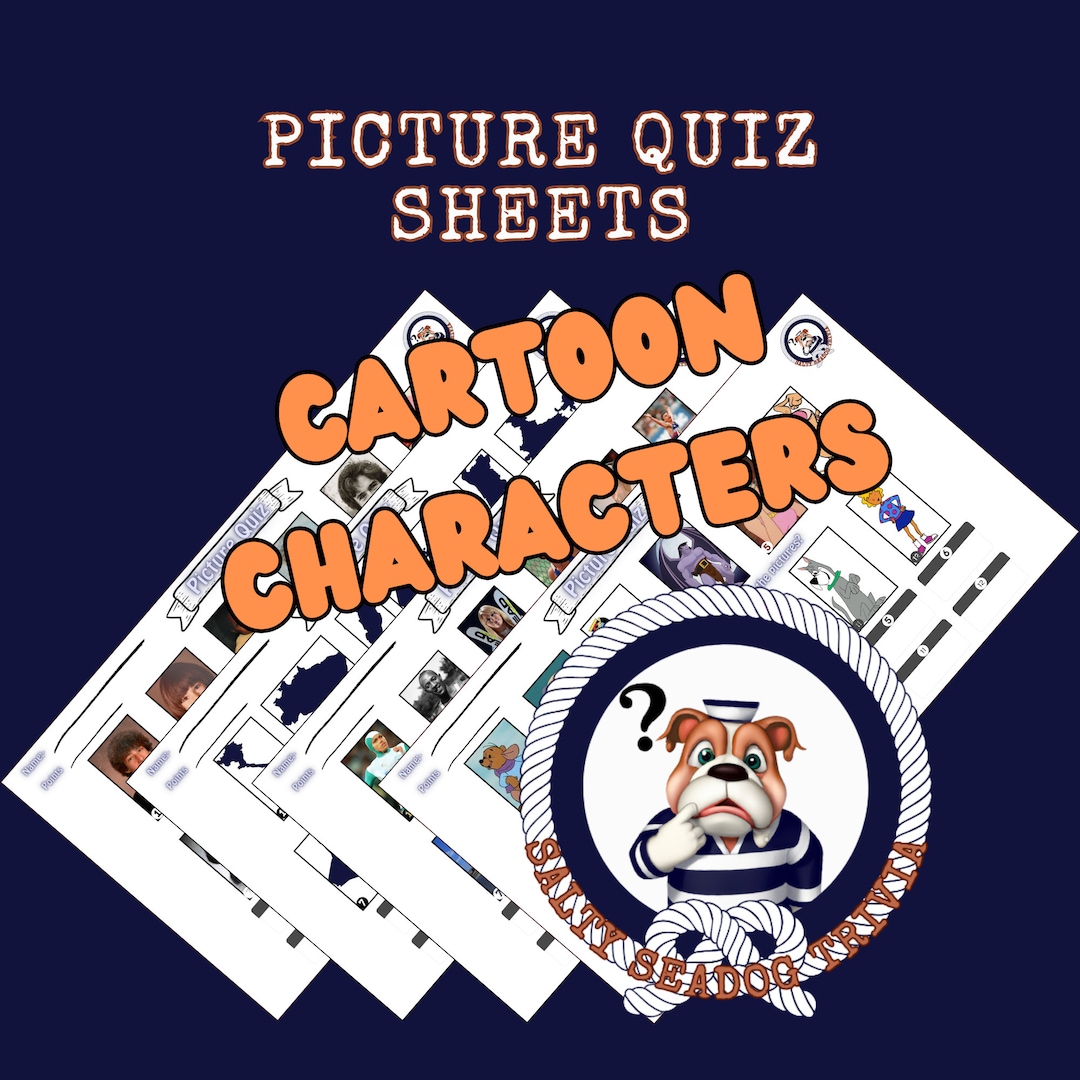 Cartoon Characters Picture Quiz & Answers printable Sheet 1 - Etsy