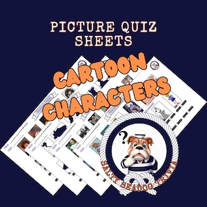 Cartoon Characters Picture Quiz & Answers (Printable) Sheet 1