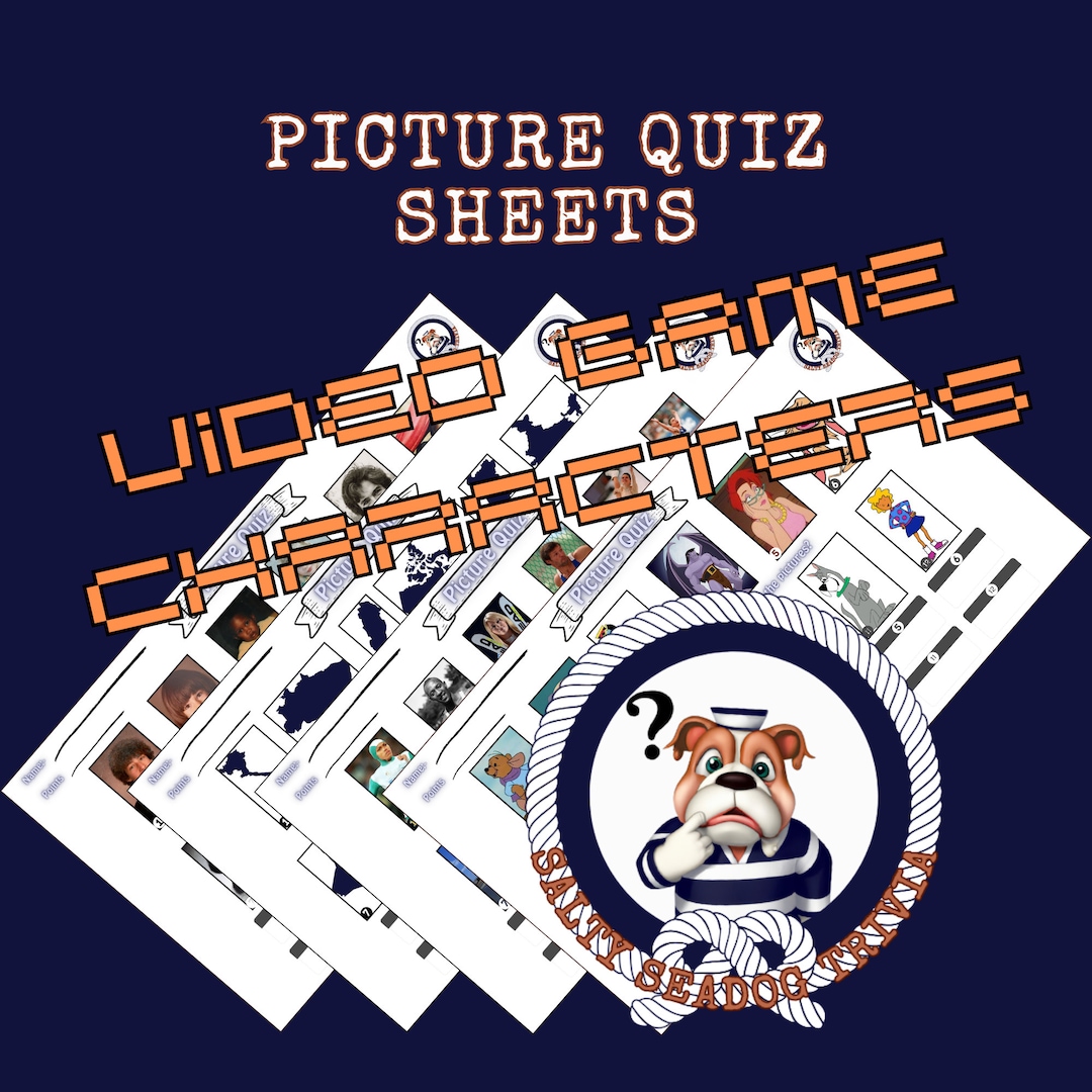 Video Game Character Picture Quiz & Answers printable Sheet 2 Etsy