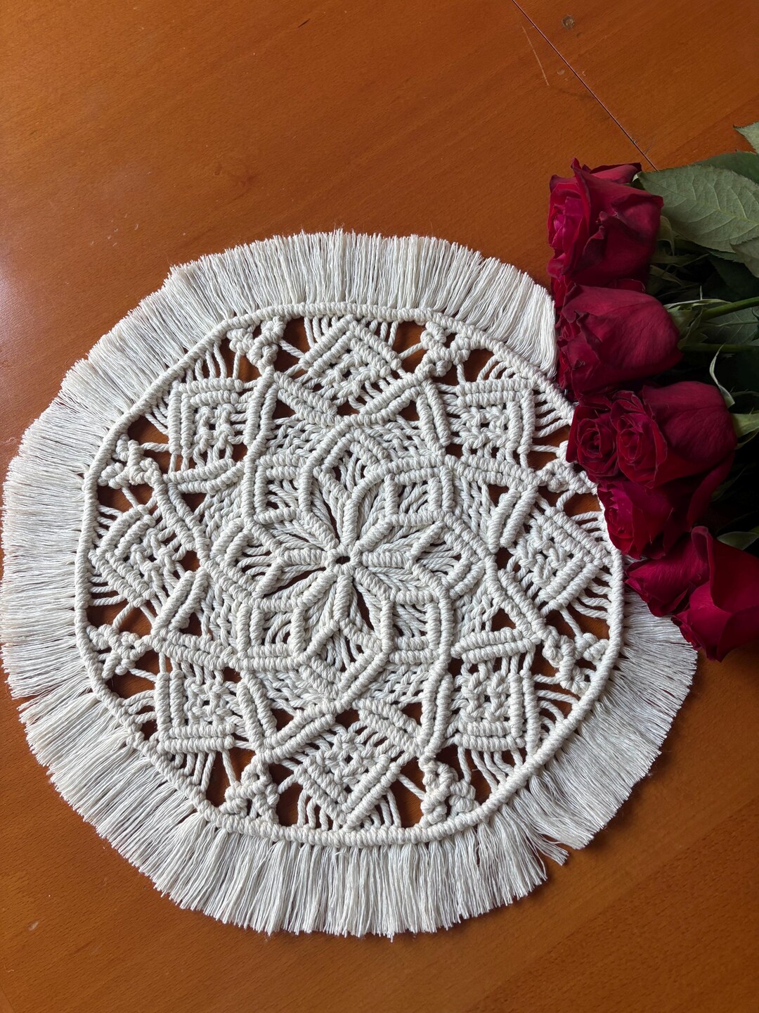 Modern Macrame Doily, Round Tablecloth, Cotton Table Decor, Round Table ...