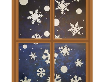 Christmas Window Clings Winter Holiday Decor Snowflake Window Decals
