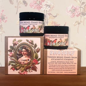 Tender Mend Hand Balm jar unscented and fragrance free as part of the Quiet Care gift box by Anatomy Naturals. Extremely gentle and protective moisturizer for dry, chapped or cracked skin.