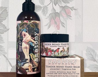 Unscented Skincare Set for Sensitive Skin - Body Serum and Hand Balm for Dry Skin - Fragrance Free Skincare - Mothers Day Gift
