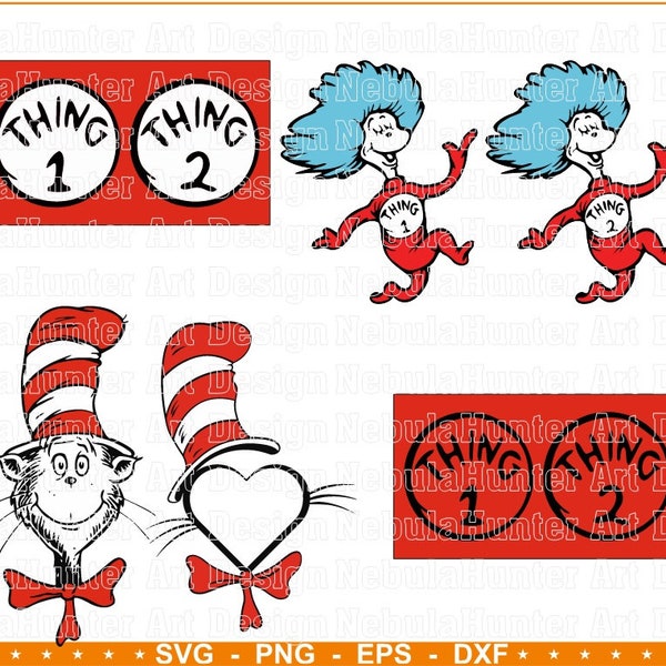 Instant Download... Thing 1 and Thing 2 - Dr Seuss svg bundle Svg Png Eps Dxf