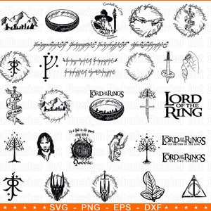 Instant Download... The Lord of the Rings - Clipart - Digital Downloads - LOTR Bundle +29 Design ! Svg Png Eps Dxf
