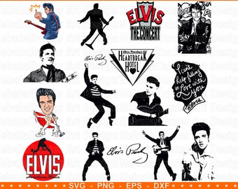 Instant Download...The King Of Rock N Roll = Elvis Presley Bundle and Clipart Svg Png Eps Dxf