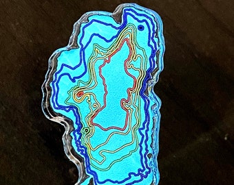Lake Tahoe Topography Acrylic Pin - Nature Lover Gift