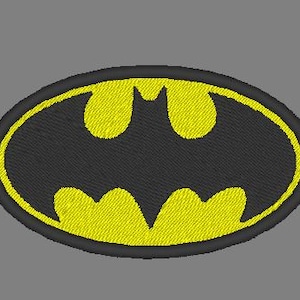 Pode incluir: Um remendo bordado com o logotipo do Batman em preto e amarelo.