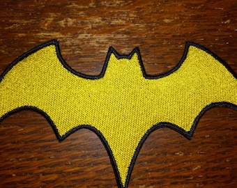 Yellow bat symbol embroidered patch