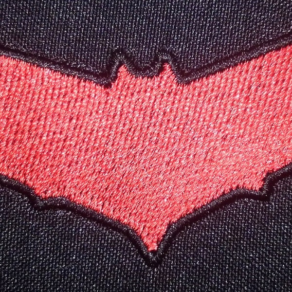 Red bat symbol embroidered patch