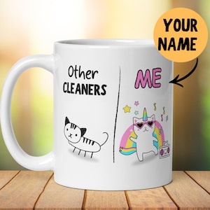 Personalised Cleaners Mug Gift, Cleaner Appreciation Present, Funny Colleague Friend Gift, Secret Santa