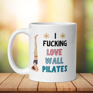 Wall Pilates Mug, Funny Gift Idea, Gym Fitness Mug, Rude Office Work Christmas Birthday Present, Pilates Teacher, Gift For Her
