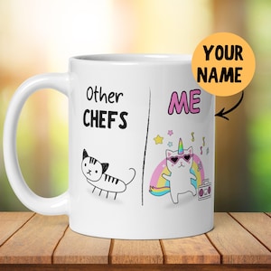 Taza de chef personalizada, regalo divertido para él o ella, cocina, cocinero, regalo de agradecimiento, amigo invisible, salida del trabajo, nuevo trabajo