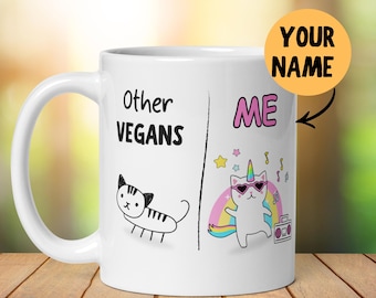 Taza vegana personalizada, divertida para él o ella, veganismo, cumpleaños, Navidad, compañero de trabajo, mejor amigo o amigo invisible.