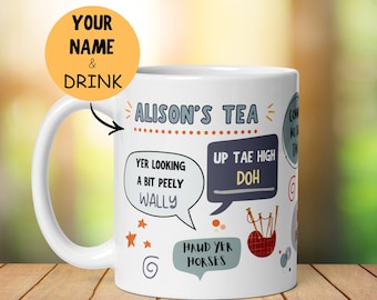 Personalised Scottish Mug, Scotland Gift, Custom Drink, Still Game, Funny Scottish Phrases, Secret Santa, Office Mug, Him Her Present
