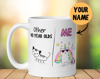 Personalised 40th Birthday Mug, Gift For Him Her, Fortieth Birthday, Unique Present, Funny Mug Gift, Sister, Best Friend, Colleague Present