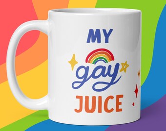 Grappige Gay mok cadeau, mijn Gay Juice, Gay Pride, cadeau voor homovrienden, LGBT presenteert, trotse homo's, lesbiennes, hetzelfde geslacht, vriendje