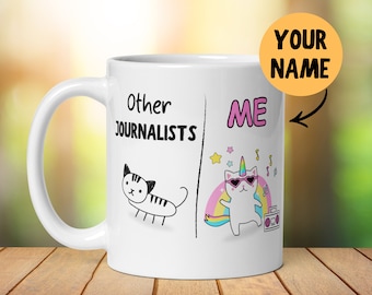 Personalised Journalist Mug Gift, Funny Him Her, Thank You Gift, Journalism Degree, New Job, Colleague Present, Secret Santa, Graduation