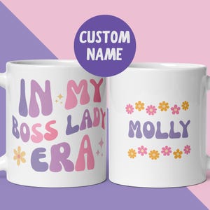 Caneca personalizada "Na minha chefe, era uma verdadeira gata", presente para empoderamento feminino, ideal para gerentes e supervisoras, e para parabenizar pelo novo emprego.
