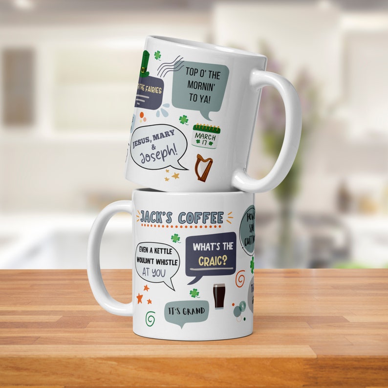 Personalised Irish Mug, Ireland Gift, Custom Tea Coffee, Him Her Birthday, Guinness, St Patricks Day, Secret Santa, Funny Office Mug