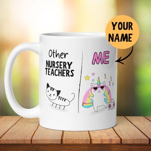 Personalised Nursery Teacher Mug Gift, Pre-School, Early Years, Playgroup Assistant, Childcare Worker, Thank You Gift, New Job, Christmas