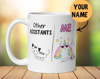 Mug personnalisé pour assistants, amusez-vous avec lui, tasse de bureau, cadeau de remerciement, père Noël secret, anniversaire d'un assistant, départ du travail, nouvel emploi