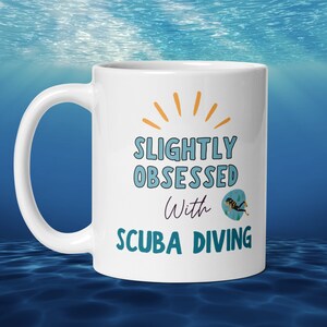 Um pouco obcecado com caneca de mergulho, ideia de presente para mergulhadores, hobbies aquáticos ao ar livre aventura esportes aquáticos aniversário natal