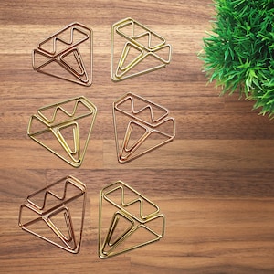 Clipes de papel de diamante dourado e rosa dourado fofos