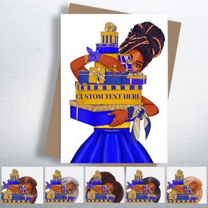 Presentes inspirados em irmandades azuis e douradas, cartões de felicitações personalizados, formatura, aniversário, aniversário, Natal