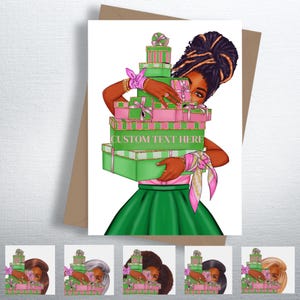 Regalos inspirados en la hermandad rosa y verde Tarjeta de felicitación personalizada personalizable Graduación Cumpleaños Aniversario Navidad