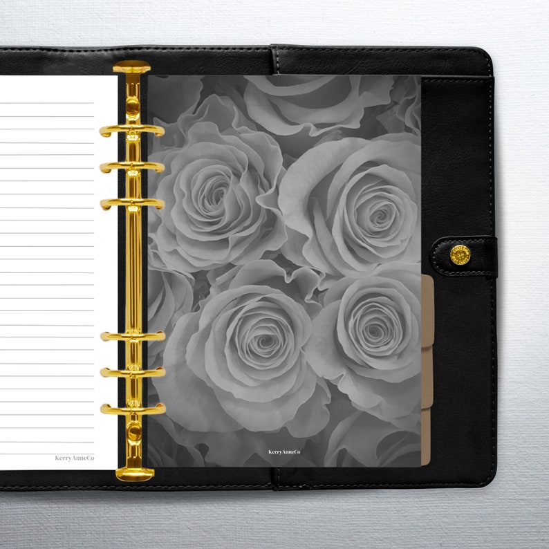 Grayscale Roses Planner Binder Dashboard - Etsy