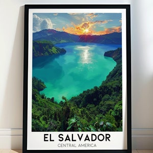 Arte de El Salvador - Marcos de El Salvador - Impresión de Arte del Lago Coatepeque - Impresión de El Salvador - Cartel de El Salvador - Pintura de El Salvador