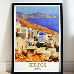 Serifos Art Print - Chora Home Decor - Greece Canvas Art - Greece Travel Poster