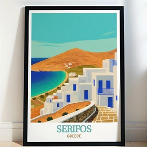 Serifos Print - Livadi Wall Art - Greece Framed Art - Greece Vintage Poster