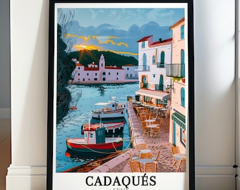 Cadaques Poster - Framed Girona Print -  Mediterranean Canvas Poster - Cadaques Wall Art - Cadaques Travel Gifts - Cadaques Souvenir Decor