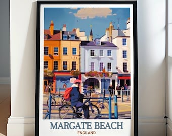 Margate Beach Travel Art -  Old Town Travel Print -  Old Town Decor - Old Town Art Print -  Beach Poster and Seafront Beauty