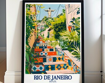 Rio De Janeiro Poster - Selarón Staircase Framed Print - Rio De Janeiro Art - Christ the Redeemer Statue - Rio De Janeiro Canvas Print