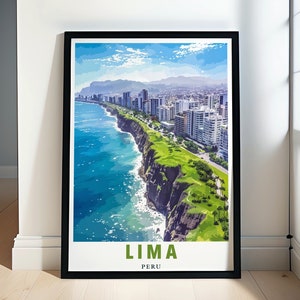 Lima Poster - Miraflores Cliffs Art - Lima Peru Art - Lima Print - Lima Souvenir - Lima Wall Art - Lima Peru Framed - Lima Peru Canvas Print
