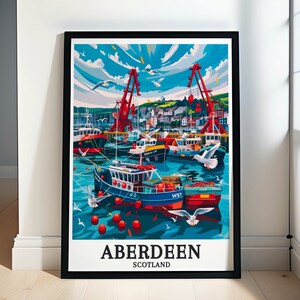 Aberdeen Harbour Art Print - Port of Aberdeen Scenic Poster - Aberdeen Harbour Maritime Poster