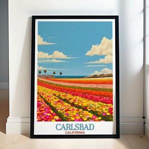Carlsbad Poster - Carlsbad Art - Carlsbad Print - Carlsbad Framed - Carlsbad Wall Art - Carlsbad Flower Fields Poster - Carlsbad Beach Art
