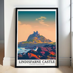 Lindisfarne Castle Prints - Holy Island Art Prints - Beblowe Crag Wall Decor- Northumberland Lindisfarne Castle Travel Posters