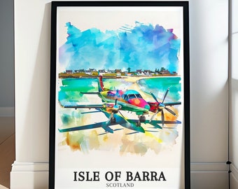 Isle of Barra poster - ingelijste Traigh Mhor Beach print - strand luchthaven canvas print - Traigh Mhòr kunst aan de muur - Isle of Barra reiscadeau