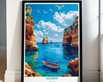 Algarve Poster - Algarve Wall Art - Benagil Sea Cave Art -Algarve Souvenir - Algarve Print - Algarve Canvas - Algarve Framed - Algarve Gifts