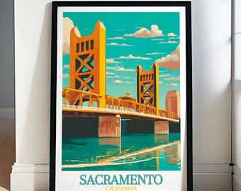 Sacramento Poster - Framed Sacramento Art - Tower Bridge Poster - Sacramento Canvas - Sacramento Gift -Sacramento Wall Art -Sacramento Print
