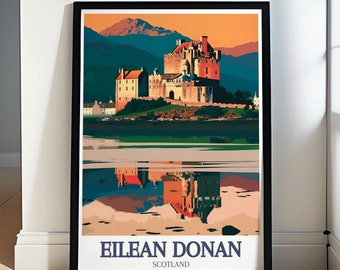 Eilean Donan Poster - Dornie Village Art -Loch Duich Poster -Eilean Donan Print -Eilean Donan Wall Art -Loch Duich Artwork -Eilean Donan Art