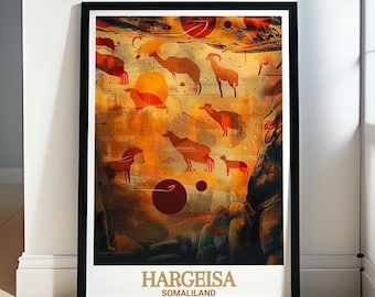 Hargeisa Somaliland Poster - Gerahmter Laas Geel Rock Druck - Laas Geel Höhle Poster - Hargeisa City Wandkunst - Hargeisa Reisegeschenke