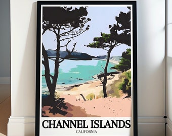 Kanalinseln Reiseposter - Insel Santa Mexico gemalte Höhle Kunstdrucke - Kanalinseln Kunst - Plakatsammlung Kalifornien